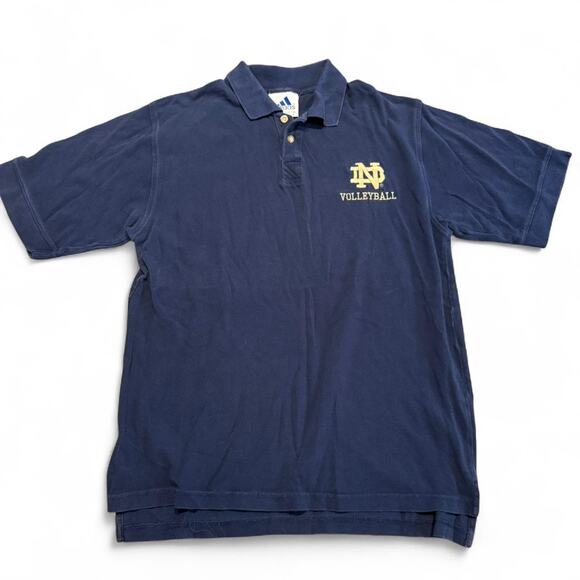 2000s Notre Dame Fighting Irish Volleyball College Adidas Polo Button Shirt Sz.M - Picture 1 of 7